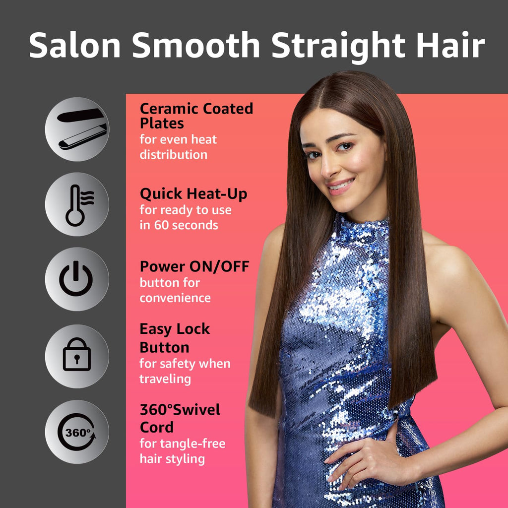 Vega Adore Hair Straightener for Women with Ceramic Plates & Fast Heat