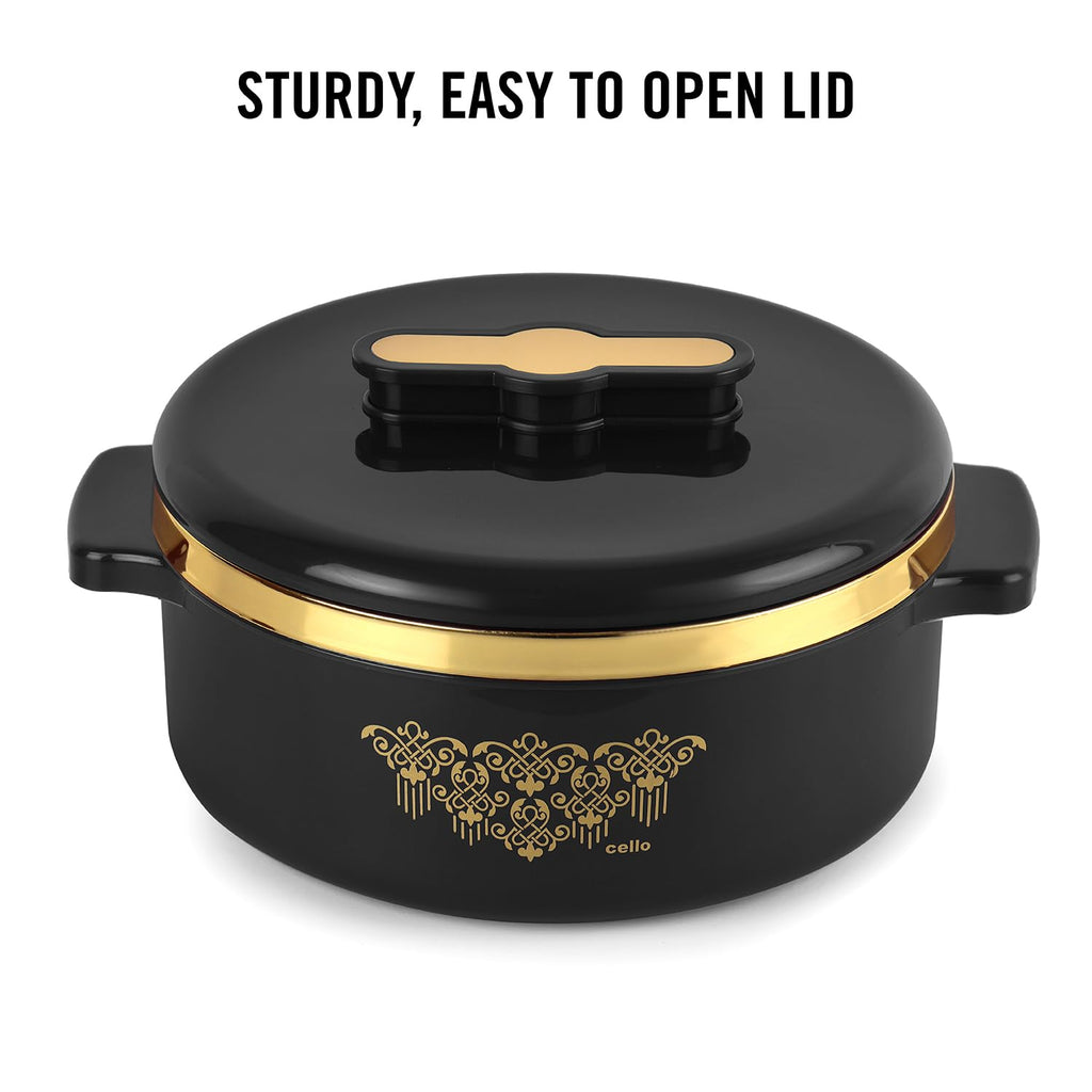 CELLO Exotic Insulated Casserole Set of 3, (500ml, 1000ml, 1500ml) Black |
