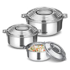 MILTON Galaxia Set of 3 Insulated SS Casserole (1.2, 2.09, 2.45 L)