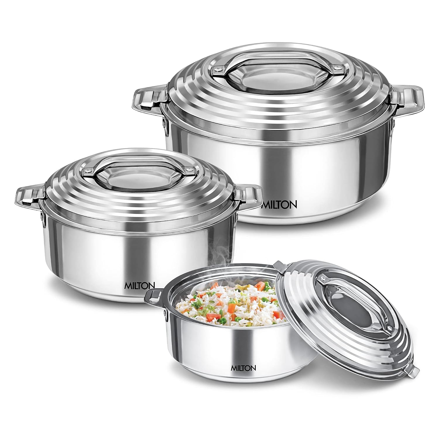 MILTON Galaxia Set of 3 Insulated SS Casserole (1.2, 2.09, 2.45 L)