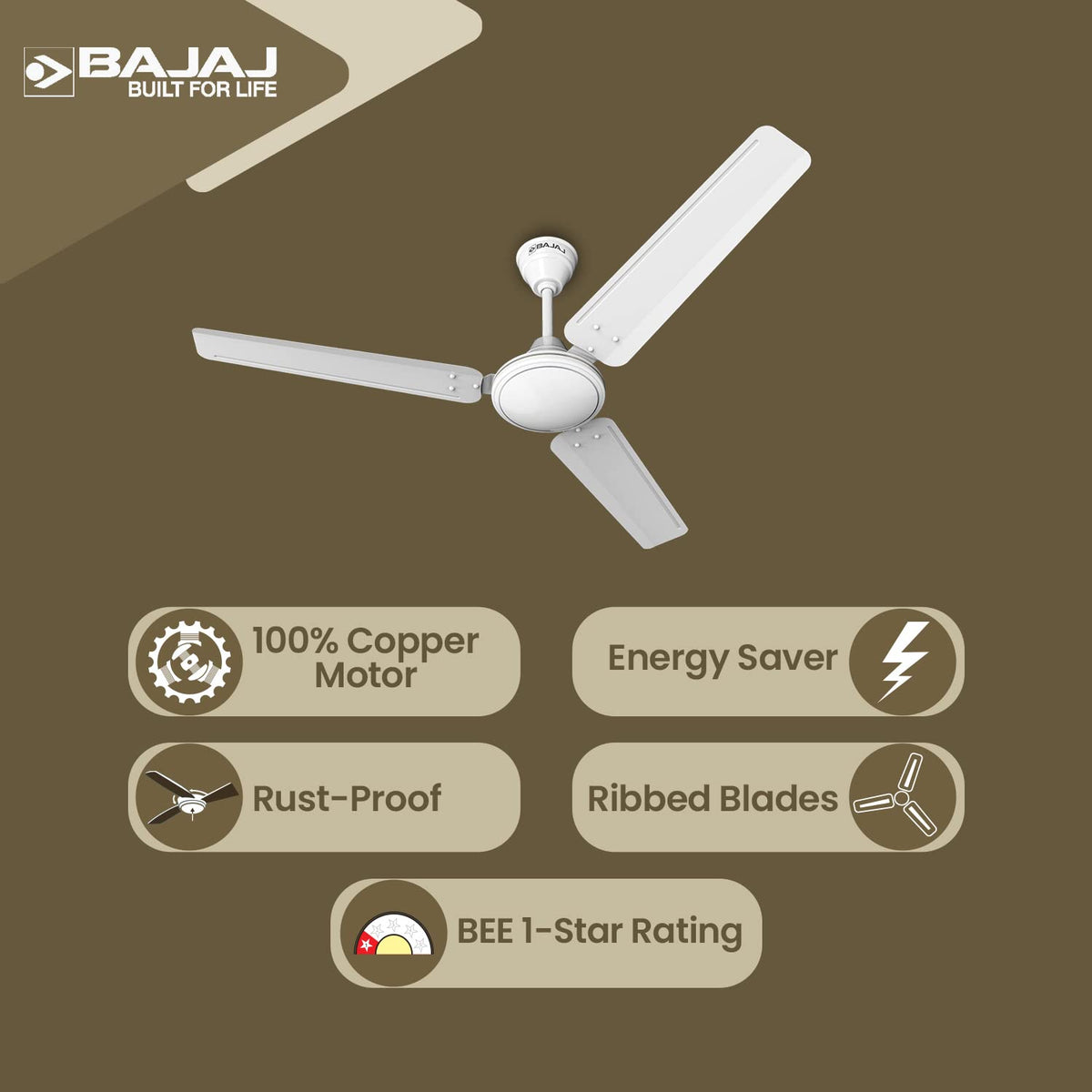 Bajaj Frore 1200 MM (48") Stars Rated Ceiling Fans for Home |