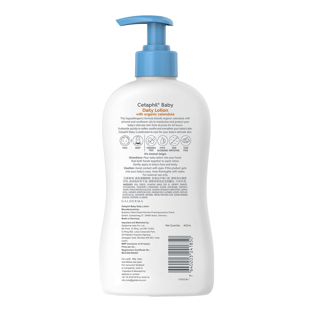 Cetaphil Baby Daily Lotion with Organic Calendula - Pack of 2, White