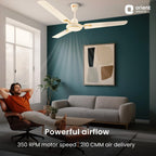 Orient Electric 1200 mm Pacific Air Déco| Decorative ceiling fan | Powerful airflow| BEE 1 Star Rated | 2-year warranty | Ivory Gold, pack of 1