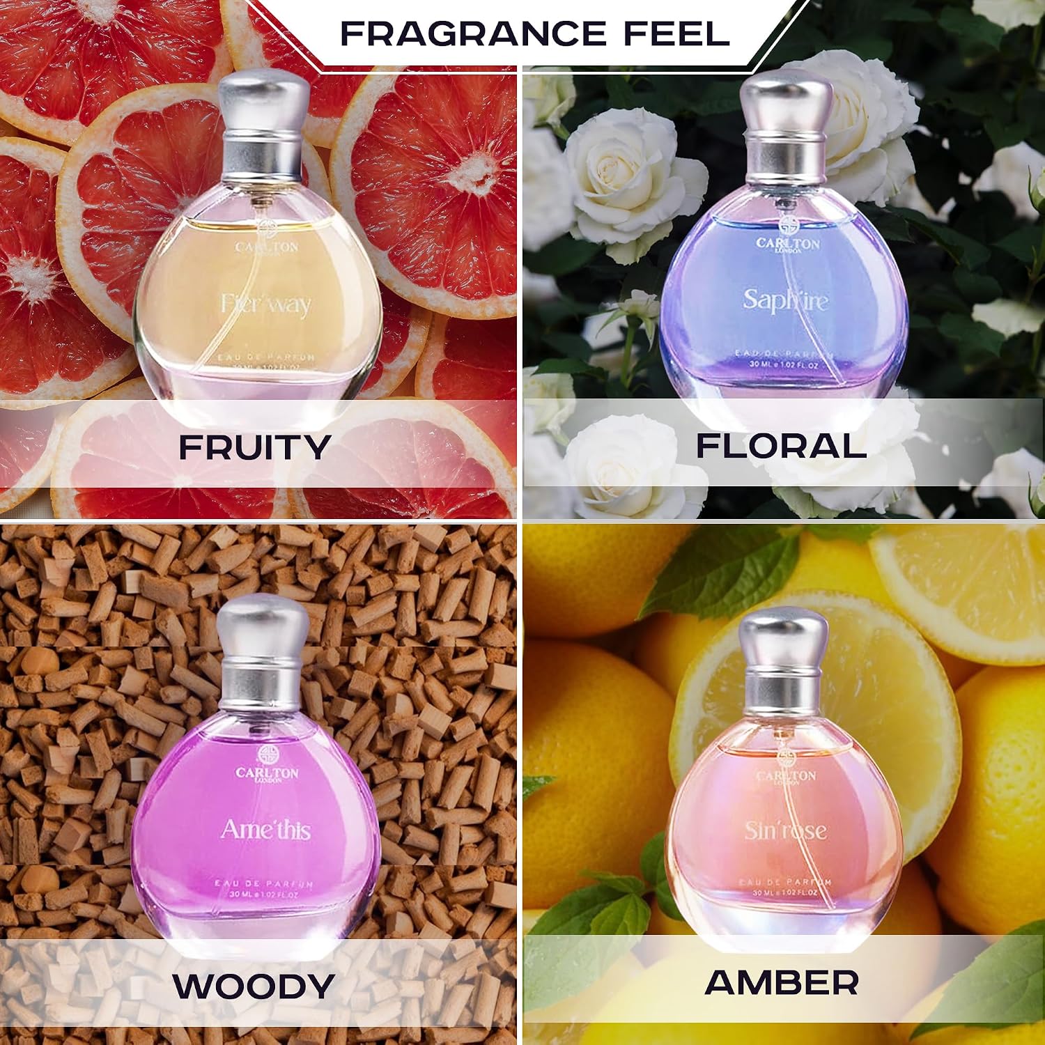 Carlton London Exotique Perfume Gift Set for Women - 4 x 30ml Premium Fragrances with Rose, Orange, Cedar, and Honey Notes, Luxury Perfume Gift Box for Her...
