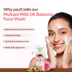 Mamaearth Multani Mitti Oil Balance Face Wash with Multani Mitti & Bulgarian Rose for Normal to Oily Skin - 150 ml