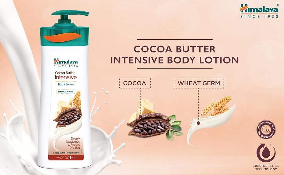 Himalaya Cocoa Butter Intensive Body Lotion, Deeply Moisturizes & Repairs Dry Skin, with Wheat Germ, Hydra-Nutri Balance 400ml. (Peck of.1)