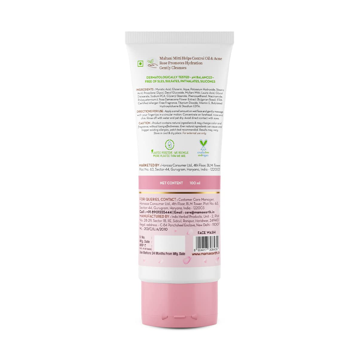 Mamaearth Multani Mitti Face Wash with Multani Mitti & Bulgarian Rose For Oil Control & Acne,100ml