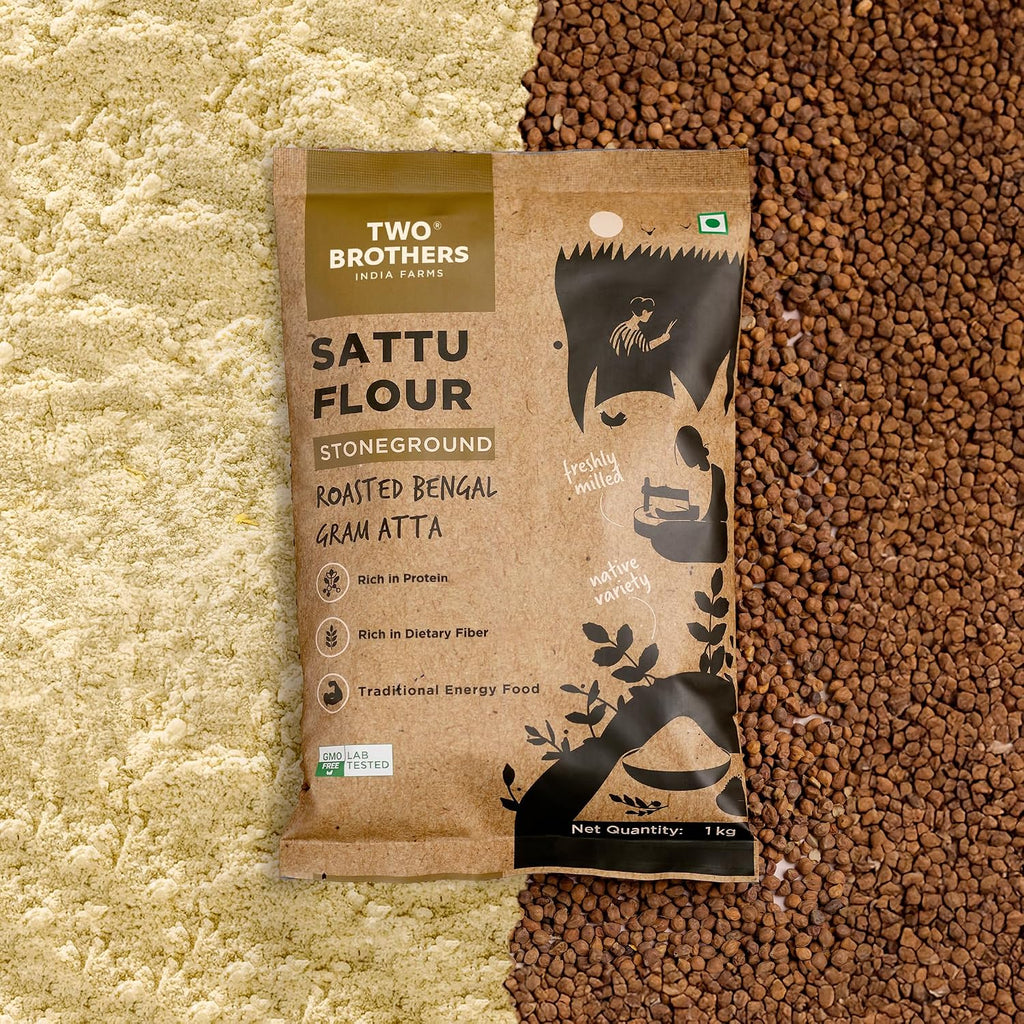 Two Brothers Sattu Atta (500g) | Made Using Bengal Gram | Natural & Gluten Free Chana Sattu | High Protein Bengal Gram Flour | Sattu Drink Powder | Gram...
