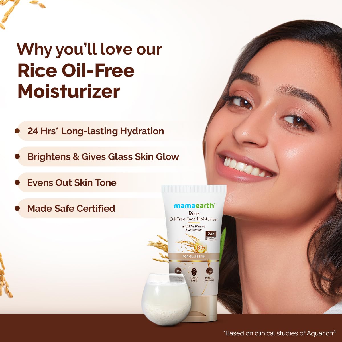 Mamaearth Rice Oil-Free Face Moisturizer With Rice Water & Niacinamide for Glass Skin - 150 g
