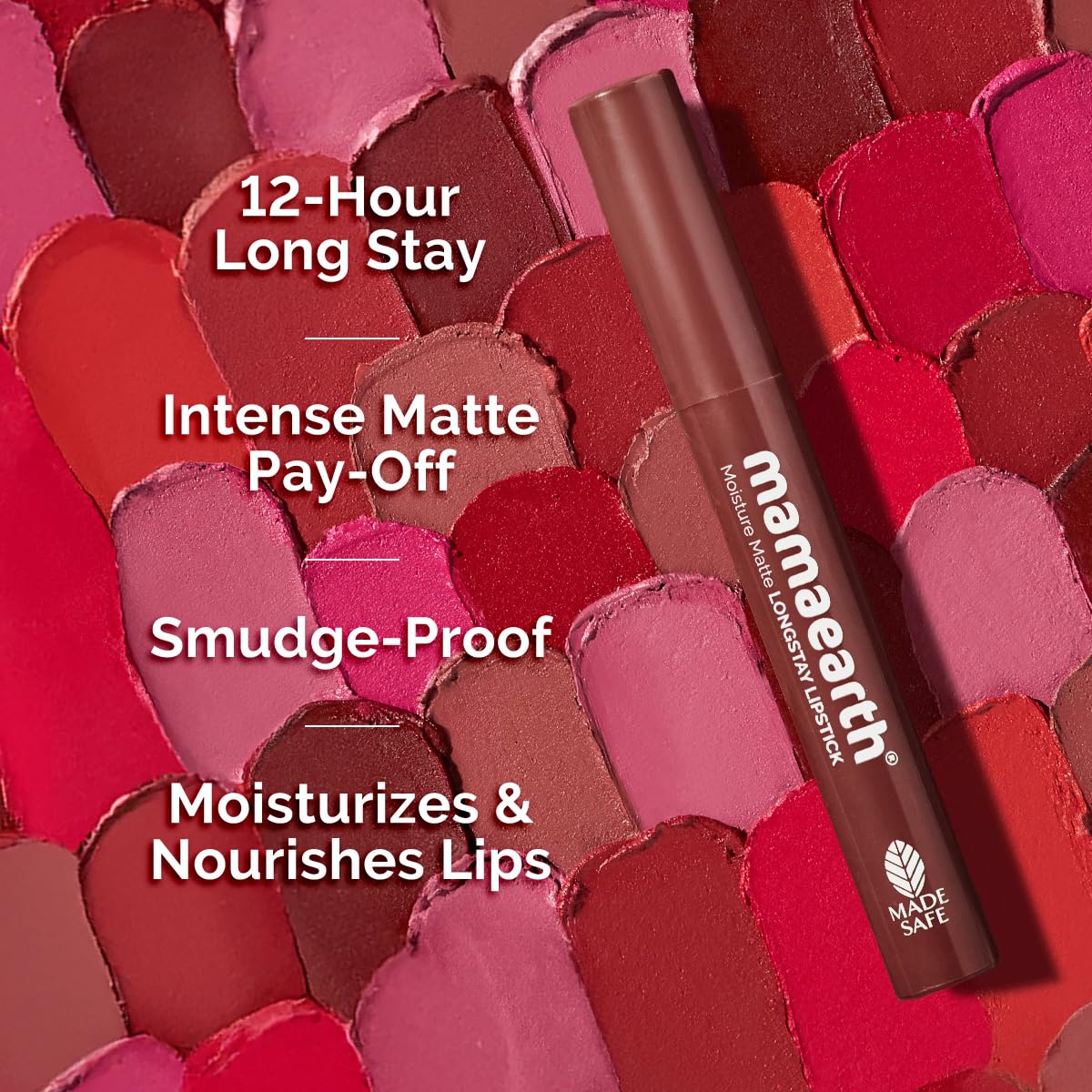 Mamaearth Moisture Matte Longstay Lipstick with Avocado Oil & Vitamin E for 12 Hour Long Stay - 2g
