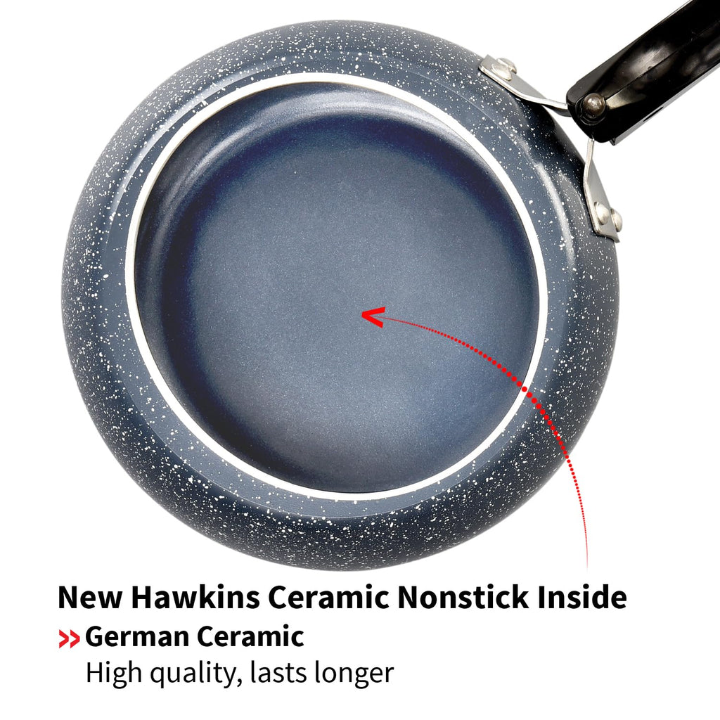 Hawkins 2 Litre Ceramic Nonstick Pressure Cooker, Induction Inner Lid Cooker, Granite Contura shaped Cooker, Blue (ICC20)