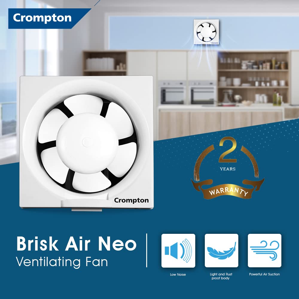 Crompton Brisk Air Neo 250 mm (10 inch) Exhaust Fan for Kitchen, Bathroom and Office (White, Pack of 1)