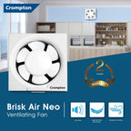 Crompton Brisk Air Neo 250 mm (10 inch) Exhaust Fan for Kitchen, Bathroom and Office (White, Pack of 1)