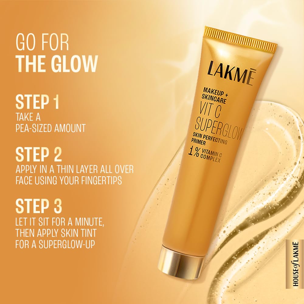Lakme Makeup+Skincare VitC Superglow Skin Perfecting Primer 30g