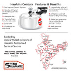 Hawkins Contura Aluminium Inner Lid Pressure Cooker, 1.5 Litre, Silver (HC15)