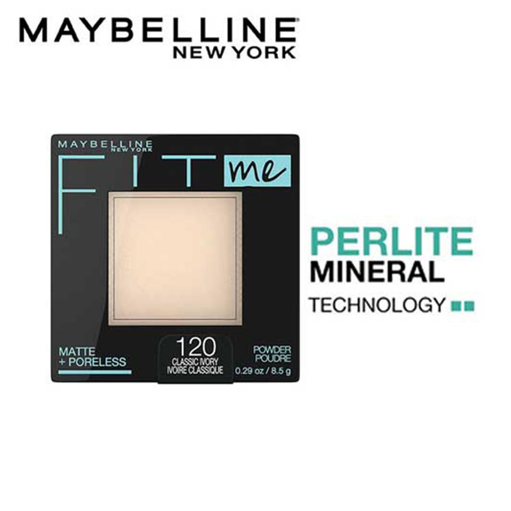 Maybelline New York Fit Me Matte + Poreless Powder, 120 Classic Ivory,8.5g