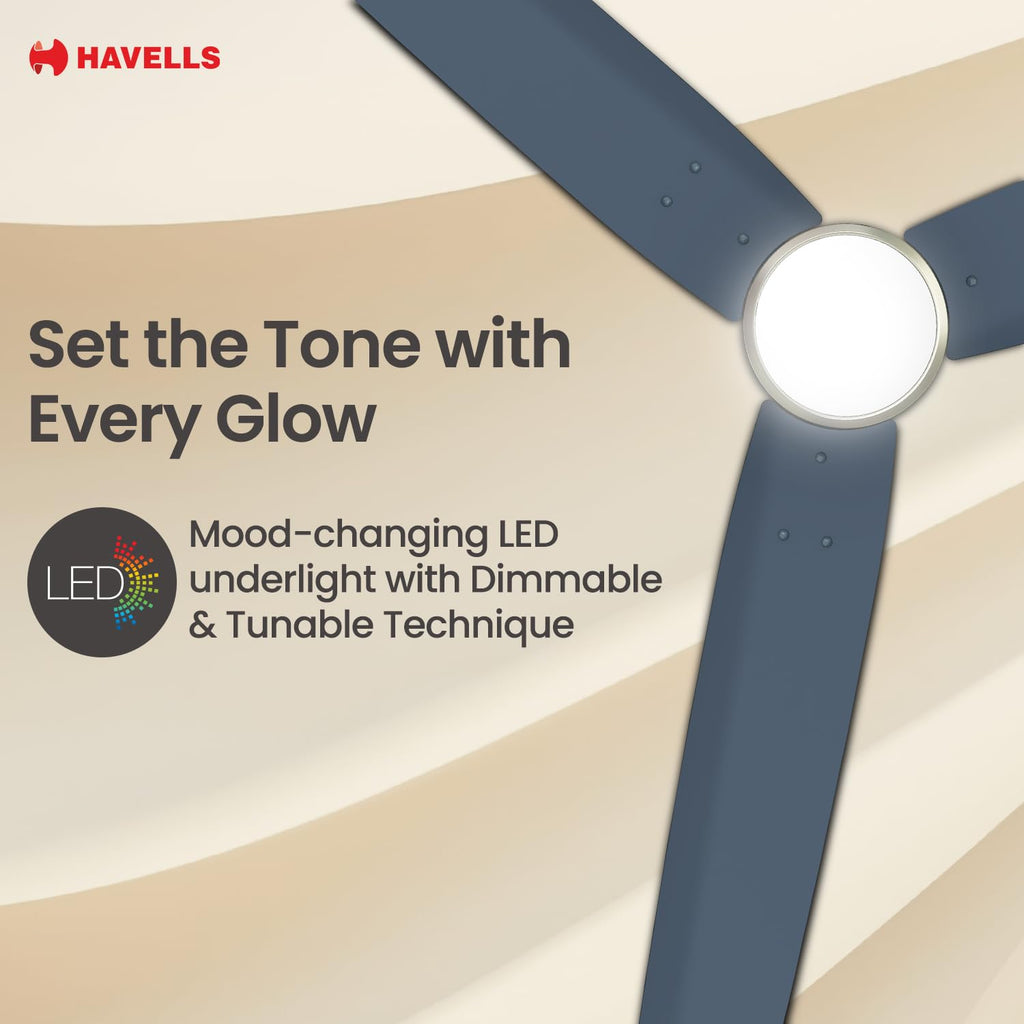 Havells FAB BLDC Underlight 1200 mm Ceiling Fan| 5 Star| Upto 65% Saving| Air Delivery: 235 cmm|Low Wattage: 30W| Low Noise|4 Speed Mode| 380 RPM| 2 Years...