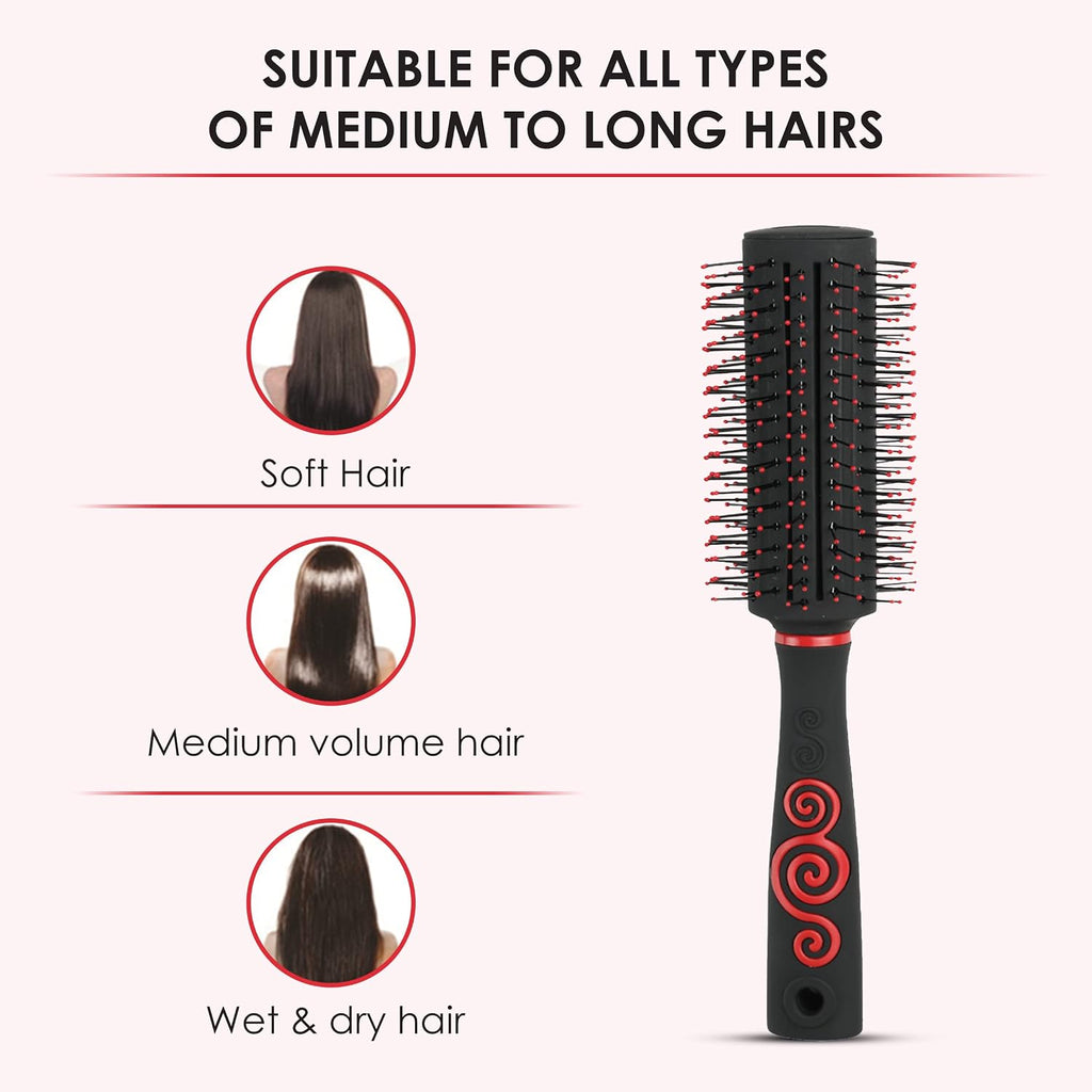 AGARO Royal Round Hair Brush with Strong & flexible boar bristles having Anti static ball tips