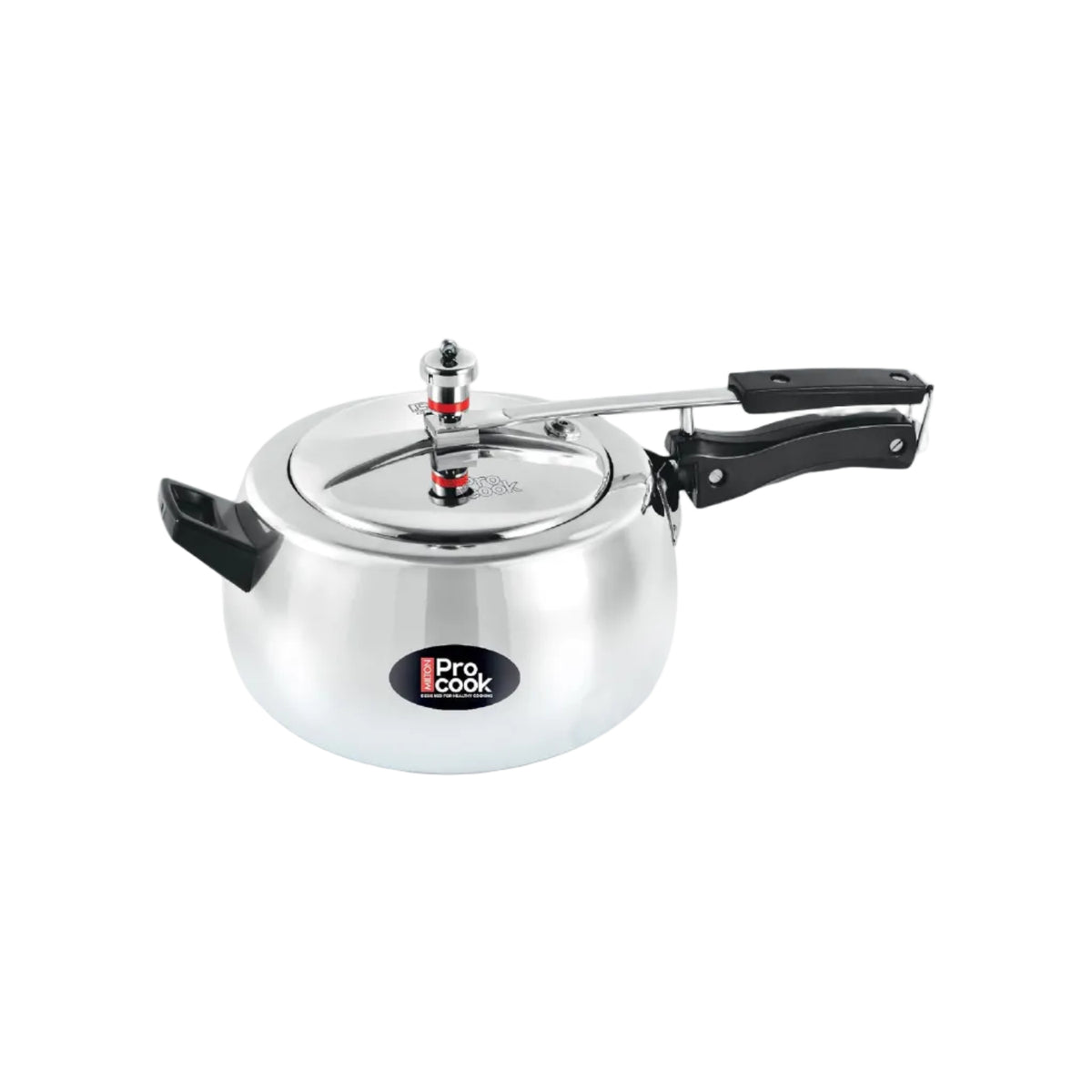 Milton Pro Cook 6.5 Litres Curve Pressure Cooker with Inner Lid, Aluminium, Non-Induction Bottom Handi, Hot Plate & Flame Safe, Silver, BIS Certified, 5 Years Warranty