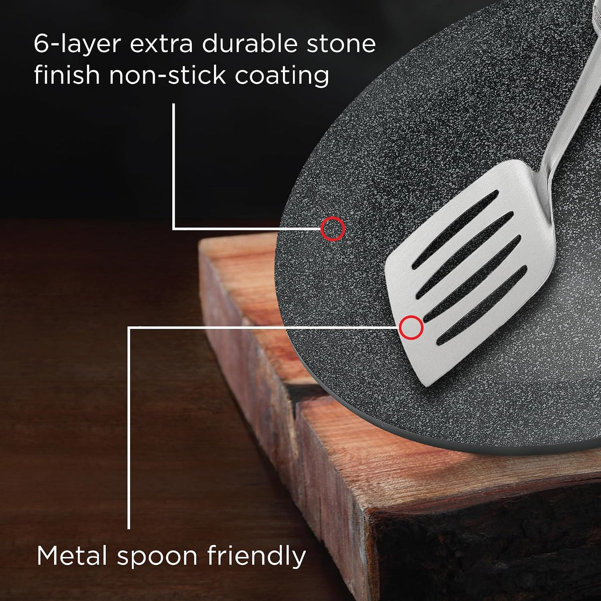 Prestige Durastone 33cm Hard Anodised Non-Stick Dosa Tawa| 6 Layer Non-Stick Coating| Gas and Induction Compatible|