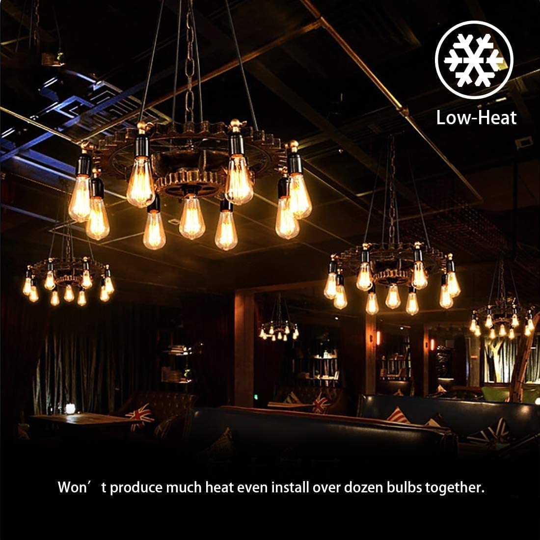 Gesto 4W E27 E26 Base Edison Bulb | 15000 Light Hours | Hanging LED Warm White 2700K Antique Vintage Filament Bulbs (Pack of 12)