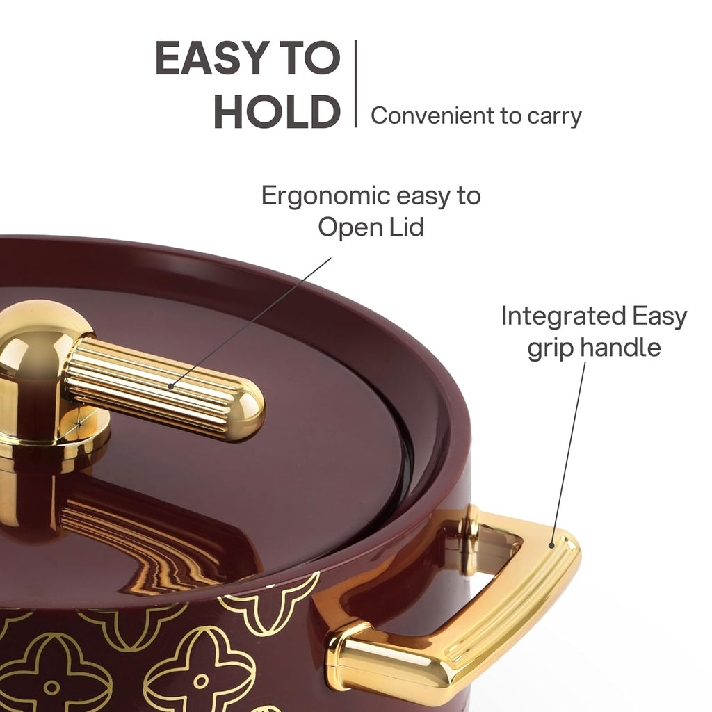 CELLO Jewel NX Insulated Serving Casserole Hot Pot Case for Daily Use 1500ml, Burgundy |