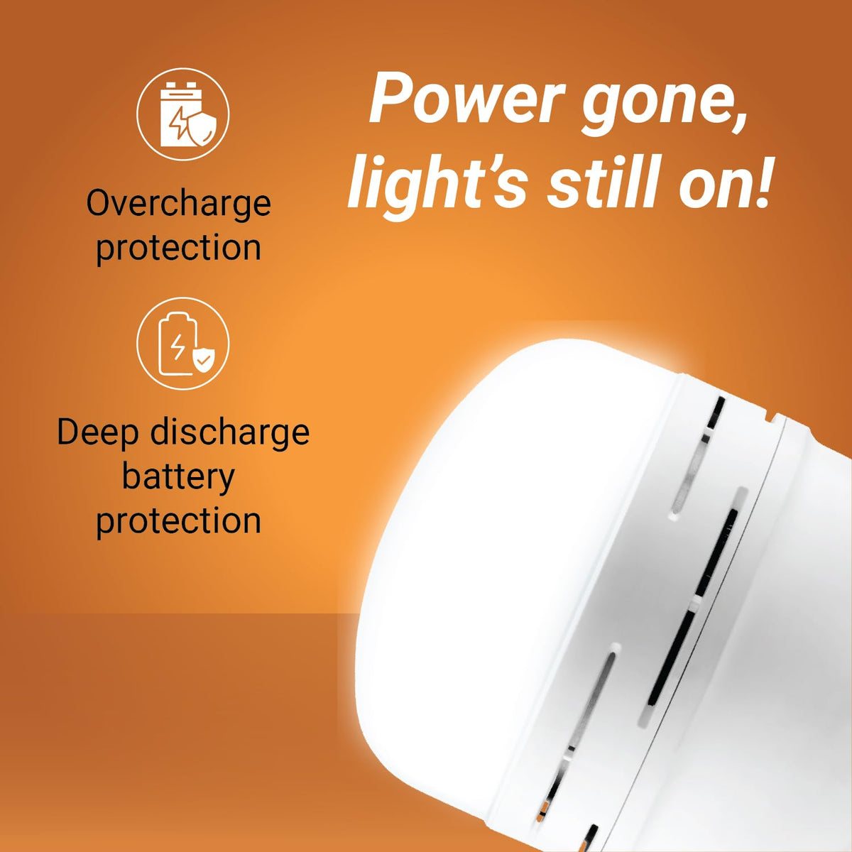 wipro Garnet 30w LED Emergency Bulb | Cool Day White (6500K) | B22 | Inverter Bulb for Home | Upto 10 Hours Back up with dimmable Modes | Li-ion Battery | Over Charging Protection | Pack of 1