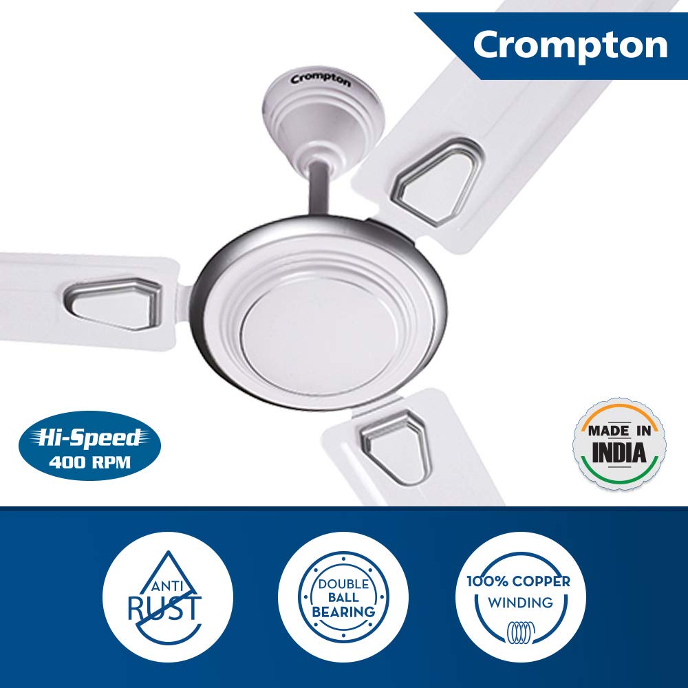Crompton Super Briz Deco 1200 mm (48 inch) High Speed Decorative Ceiling Fan (Silver white)