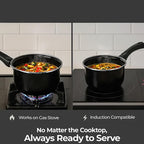 Saucepan for Tea & Milk | Induction & Gas Compatible Milk Pan | Tea/Chai Making Pan with Handle | Milk Boiling Pot | Small Kitchen Cookware (Black, 1700ml)