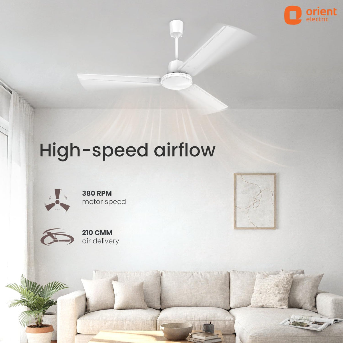 Orient Electric Apex Swift 1200mm BLDC Ceiling Fan with Remote | BEE 5 Star Rated | High Speed, Energy Saving Motor | 210 CMM Air Delivery | Inverter...