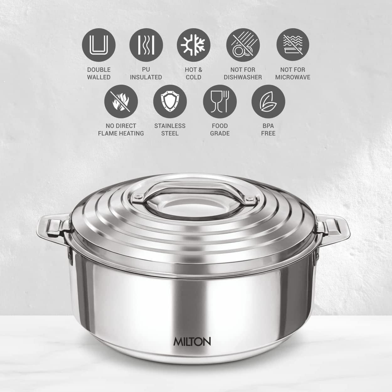 MILTON Galaxia Set of 3 Insulated SS Casserole (1.2, 2.09, 2.45 L)