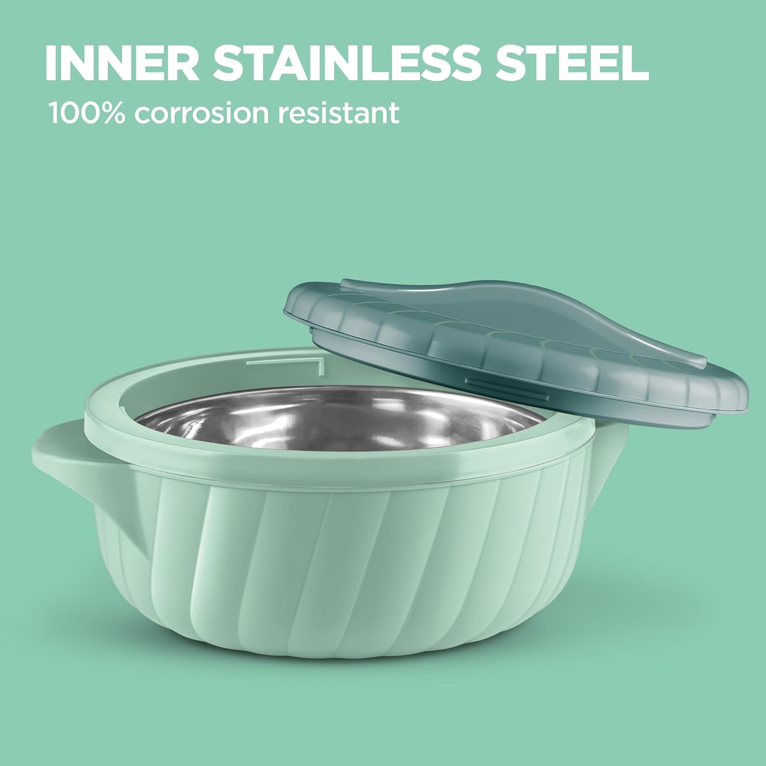 MILTON Flora 2000 Insulated Inner Steel Casserole for Roti, 2.1 Litre