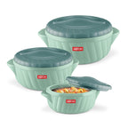 MILTON Flora Regular Set Insulated Inner Steel Casserole for Roti 3Pc (750ml 1.25L & 2.1L)