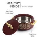 CELLO Jewel NX Insulated Serving Casserole Hot Pot Case for Daily Use 1500ml, Burgundy |