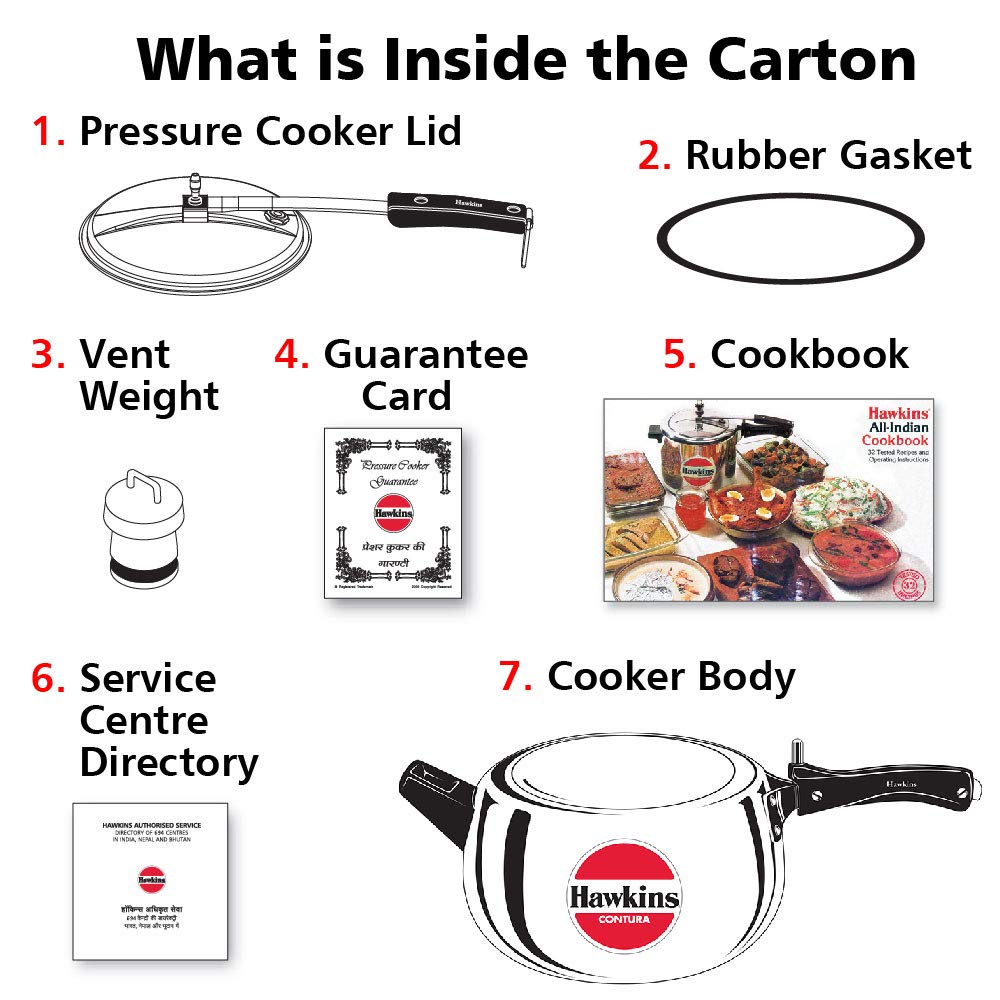 Hawkins 5 Litre Contura Pressure Cooker, Handi Inner Lid Cooker, Silver (HC50), Aluminium