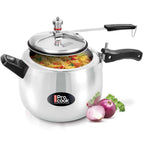 Milton Pro Cook 6.5 Litres Curve Pressure Cooker with Inner Lid, Aluminium, Non-Induction Bottom Handi, Hot Plate & Flame Safe, Silver, BIS Certified, 5 Years Warranty