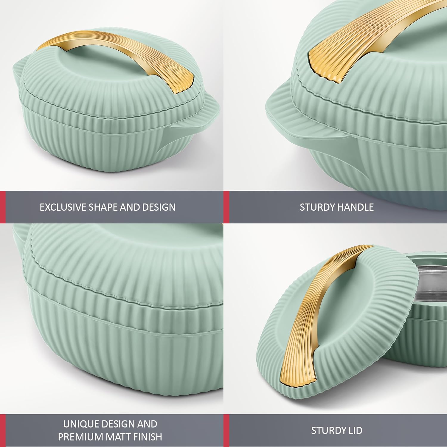 MILTON Oyster 2000 PU Insulated Inner Stainless Steel Casserole, 1910 ml, Light Green