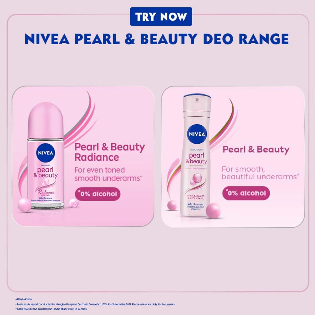 Nivea Female Pearl & Beauty Radiance Citrus Scent Liquid Deodorant 150 Ml | For Eventoned Smooth & Beautiful Underarms, Pack Of 1