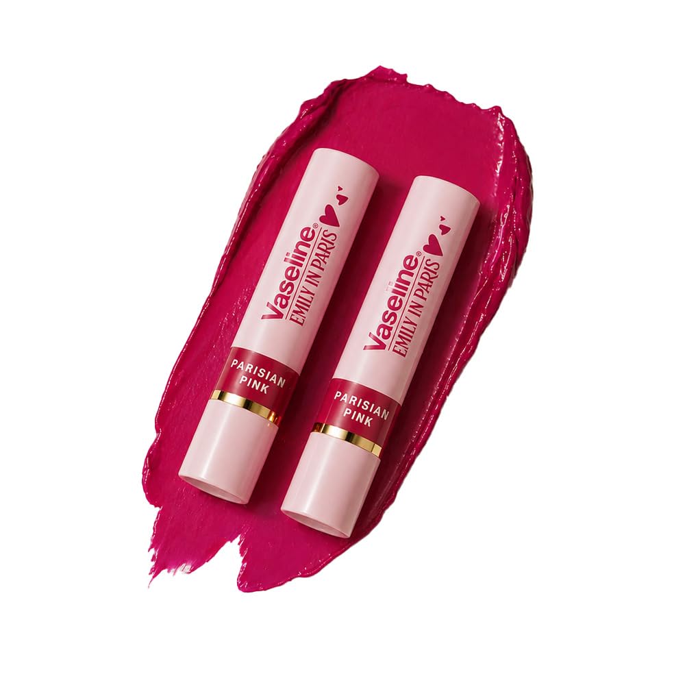 Vaseline Parisian Pink Emily in Paris Limited Edition Pink Tinted Lip Balm Stick 3g (Pack of 2)