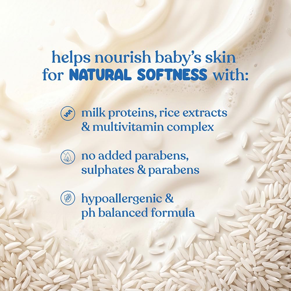 Johnson's Baby Milk and Rice Cream, 200g | Face & Body Cream for All Skin Types Including Sensitive Skin | With Milk Protein