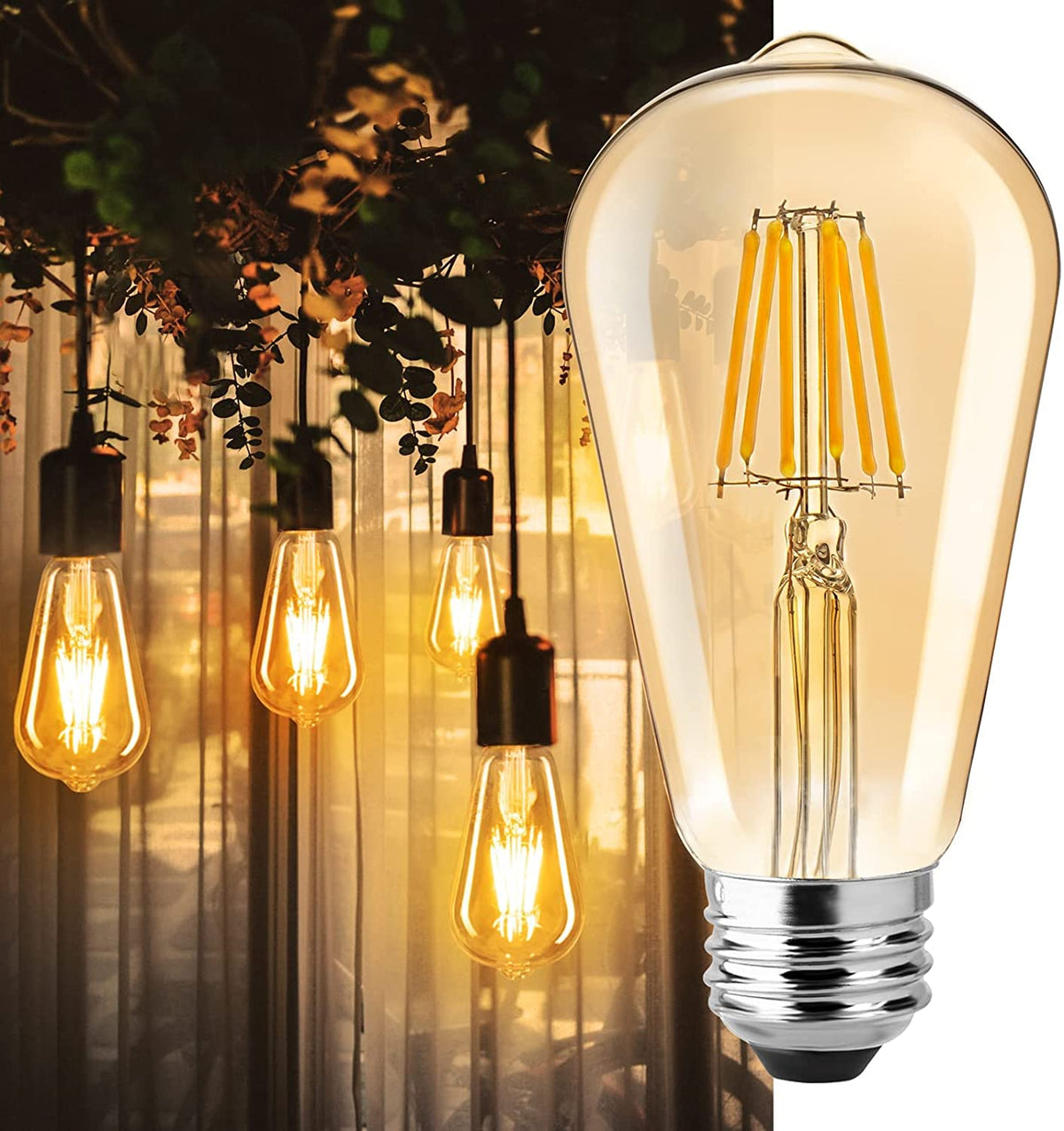 Gesto 4W E27 Base Filament Bulbs/Edison Hanging Light Bulb Warm White 2700K Antique Vintage Filament Light Bulbs-Pack of 1, LED