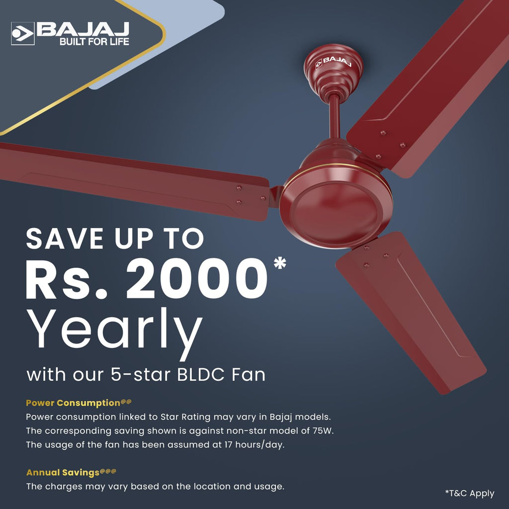 Bajaj Frore Turbo BLDC 1200 MM 5 Star Rated Ceiling Fans For Home