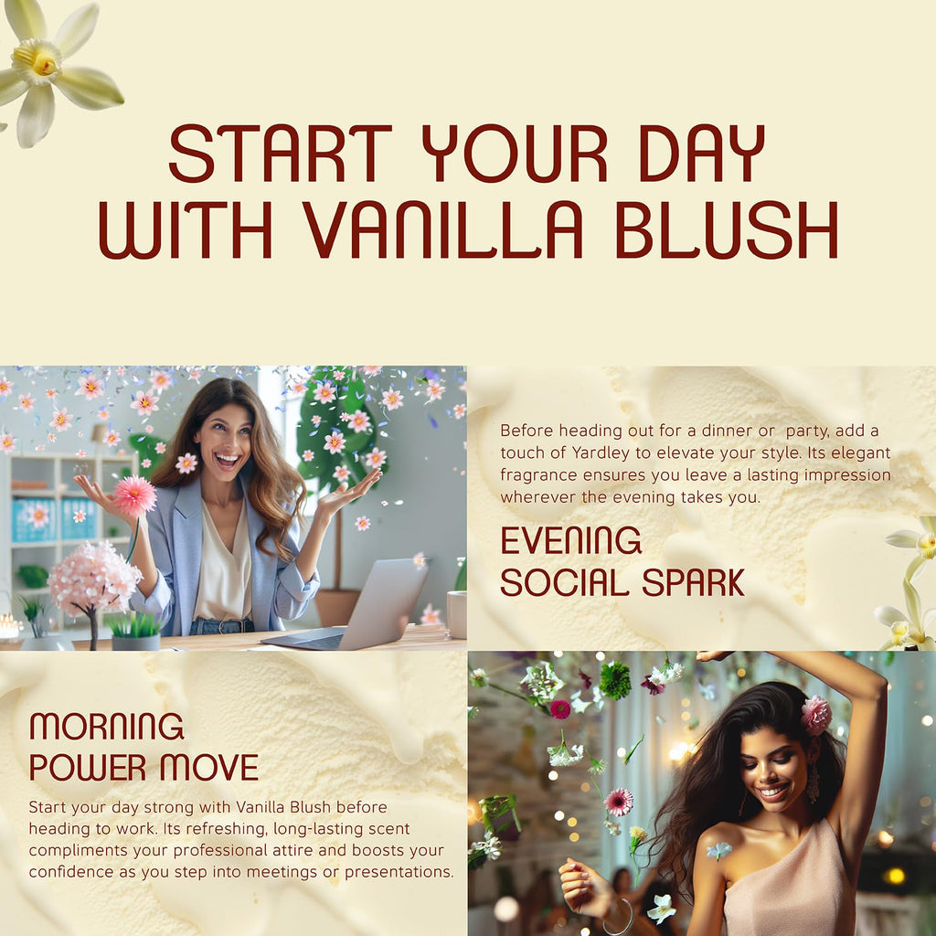 Yardley London Vanilla Blush Eau De Parfum (EDP) for Women, 50ml – Natural Essential Oils, Sweet Gourmand Perfume | Vanilla & Rose Fragrance