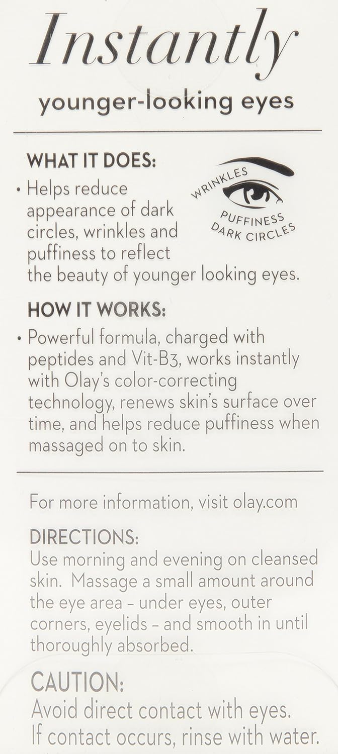 Olay Ultimate Eye Cream | Reduces Dark Circle, Wrinkles and Puffiness | With Peptides and Niacinamide l Normal, Oily, Dry & Combination Skin l Paraben...