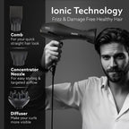 AGARO 2000W AC Professional Hair Dryer with Comb, Concentrator & Diffuser Nozzles, Hot & Cold Air, 2 Speed & 3 Temperature Settings with Cool Shot, 16A Socket, Hair Dryer & Blower for Men, Black