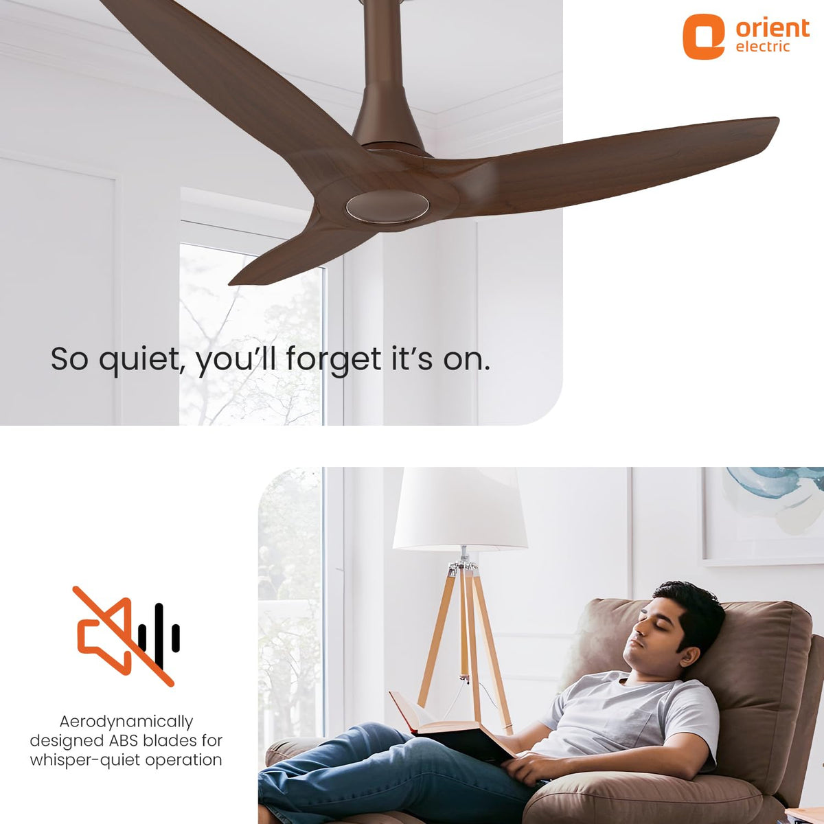 Orient Electric Newly Launched Aeroquiet Neu 1230mm Ceiling Fan for Home Rust-proof ABS blade |BEE 2 Star Rated Energy Efficient Fan |2 Years Warranty by...