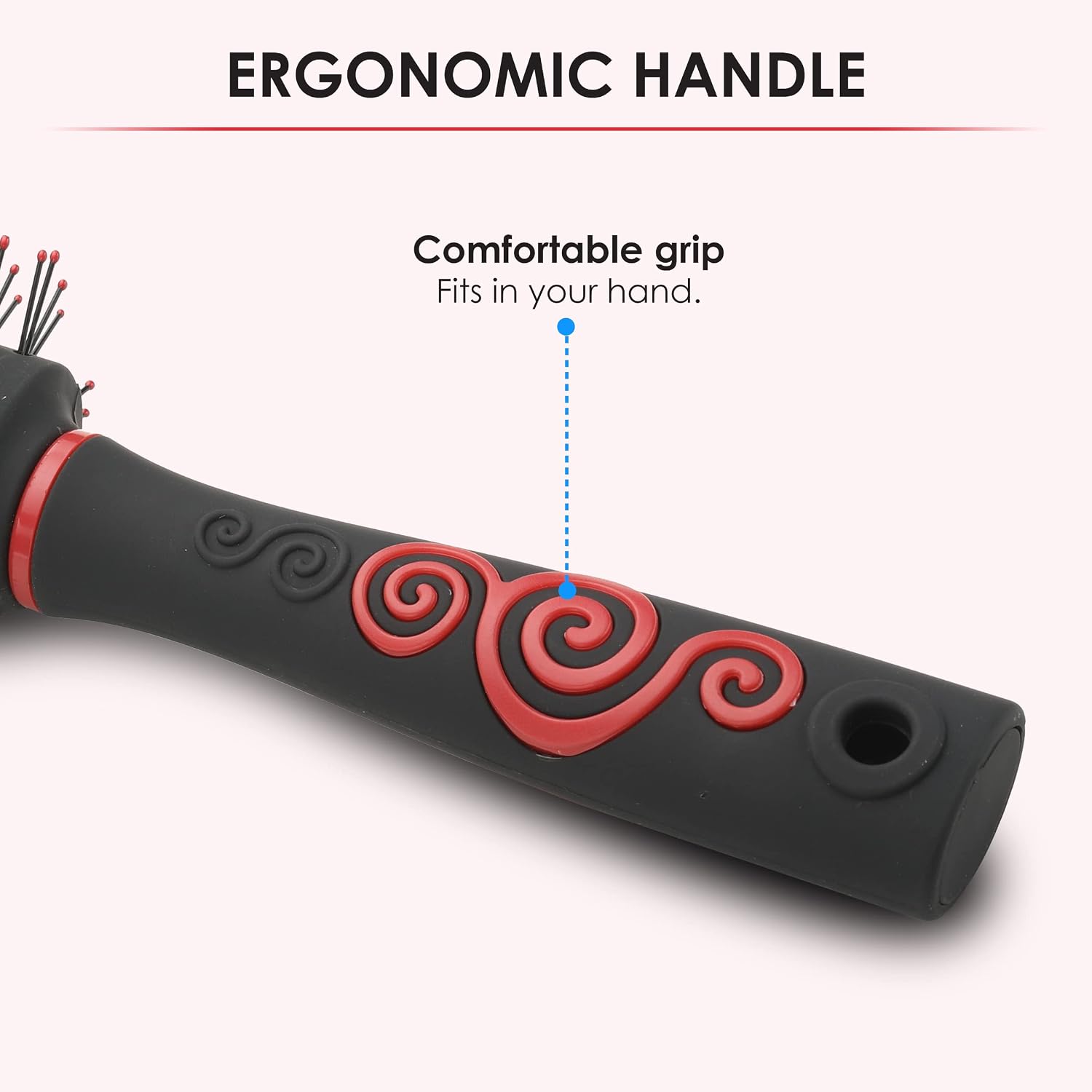 AGARO Royal Round Hair Brush with Strong & flexible boar bristles having Anti static ball tips
