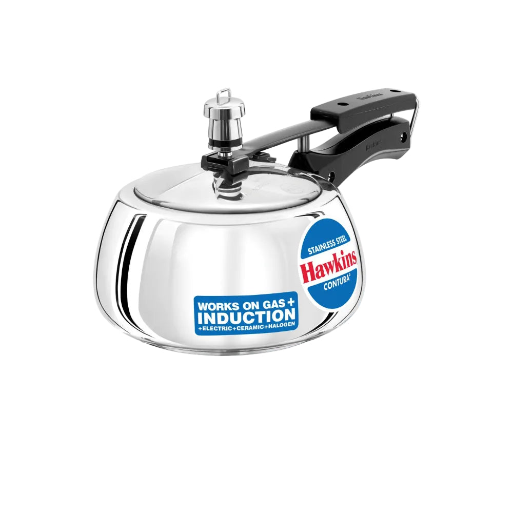 Hawkins 2 Litre Contura Pressure Cooker, Stainless Steel Inner Lid Cooker, Induction Cooker, Silver (SSC20)
