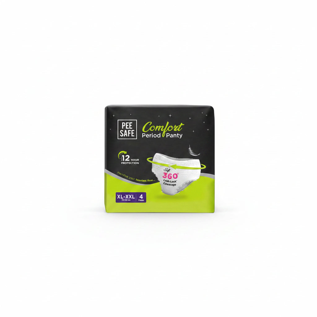 Pee Safe Comfort Period Panties | XL-XXL | 4 Panties | Seamless Fit | Heavy Flow | 360° Protection | 12 Hr Protection | Leak Proof | Overnight Comfort |...