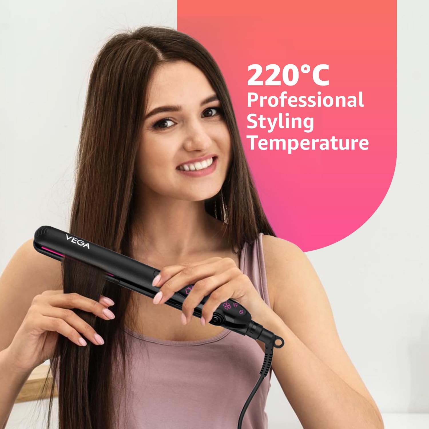 Vega Adore Hair Straightener for Women with Ceramic Plates & Fast Heat